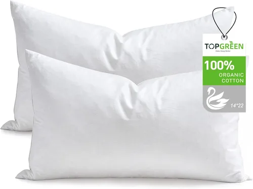 Vista 16 de TOPGREEN Rellenos de Almohada de Plumas y Plumón 12 x 12 pulgadas, Juego de 2, Funda de Algodón 100% Orgánico, Almohadas Decorativas Cuadradas