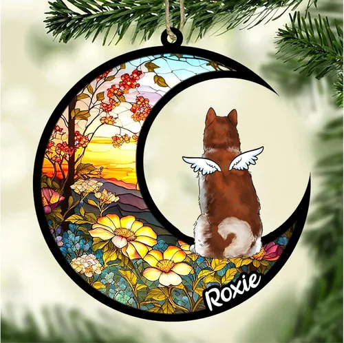 Vista 248 de LOVELYPOD Adorno de Navidad personalizado para perro Basset Hound (marrón) Basset Hound (marrón) adorno para atrapasoles de perro, razas de perros