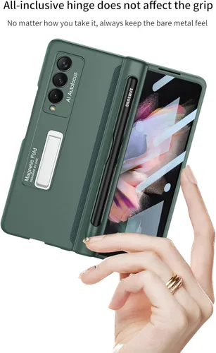 Vista 7 de Funda protectora de pantalla para Samsung Galaxy Z Fold 3 de 0.18 oz, protección completa de 360 grados, con protector de pantalla de vidrio Negro