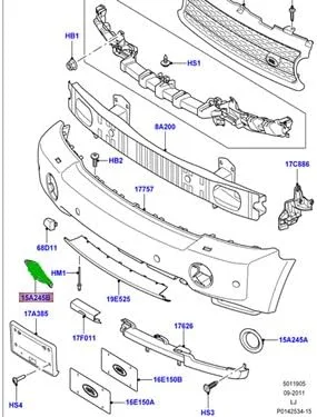 Vista 2 de Bisel de parachoques delantero original Land Rover Range Rover 06 – 09 derecha 4.2 nuevo dxb500380puy
