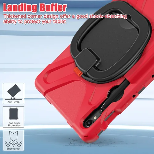 Vista 6 de Funda para Galaxy Tab S9 Plus de 12.4 pulgadas 2023 con soporte para bolígrafo S, funda protectora resistente a prueba de golpes con soporte