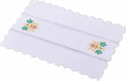 Vista 12 de BLESSUME Iglesia Masa Altar Paño Purificador Paño Cruz Bordado (blanco)