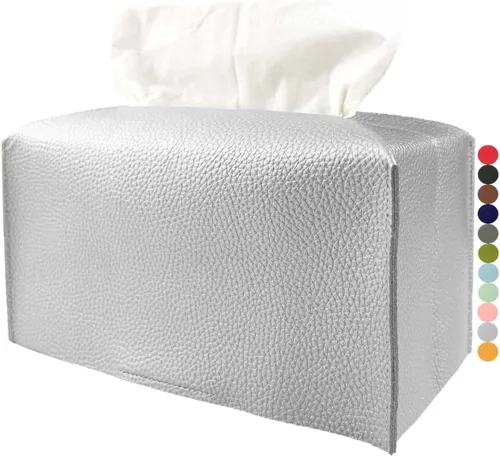 Vista 23 de Cubierta de Caja de Paños Grande Rectangular – Soporte de Caja de Paños Rectangular de Tamaño Plus con Cinturón Inferior [JESMINI, Negro] Soporte
