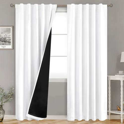 Vista 176 de BGment Cortinas 100% opacas beige de 63 pulgadas de largo con forro aislante térmico, bolsillo para varilla y lengüeta trasera de doble capa
