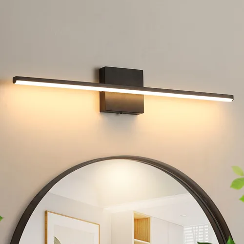 Vista 4 de Lámparas de baño sobre espejo, luz negra de tocador de baño de 12 pulgadas, lámpara LED de pared moderna de 11 W, 3000 K para barra de tocador