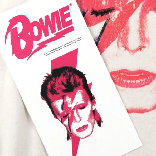 Vista 6 de Popfunk Clásico David Bowie Aladdin Sane álbum Art manga larga camiseta & pegatinas
