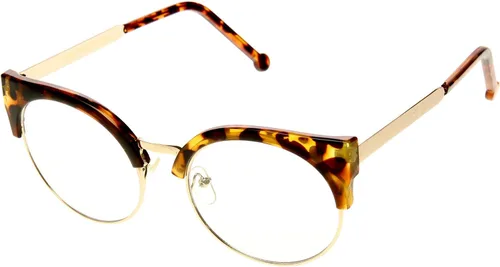 Vista 2 de zeroUV Gafas redondas de medio marco para mujer con lentes transparentes sin montura