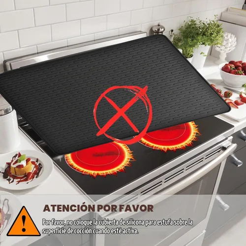 Vista 5 de Cubierta superior de estufa para estufa eléctrica, alfombrilla de estufa de silicona para estufa de vidrio, protector de placa de cocina