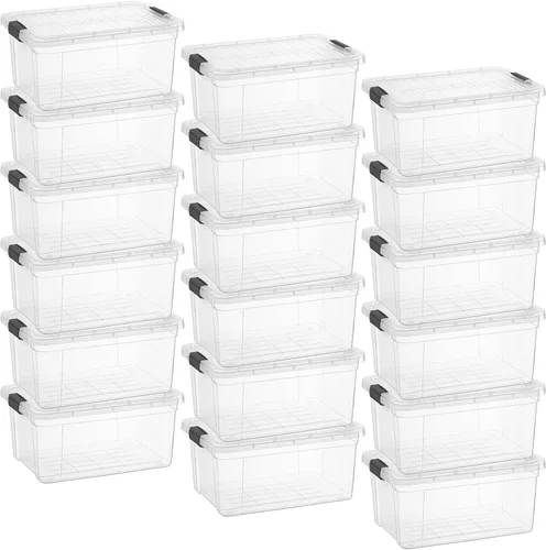Vista 35 de Superio Mini contenedor de almacenamiento de plástico para crayón, suministros de arte y estuche de costura, organizador pequeño apilable