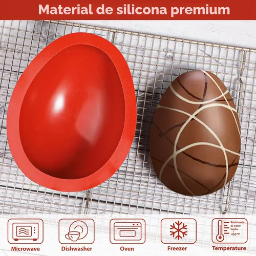 Vista 4 de Webake Moldes de silicona para chocolate, molde grande 3D rompible para huevos de Pascua con 1 martillo para huevos de Pascua