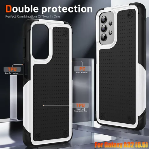 Vista 5 de Funda resistente para Samsung Galaxy A32(5G) de 6.5 pulgadas, 4 esquinas con bolsas de aire [protección contra caídas de 12 pies], agarre