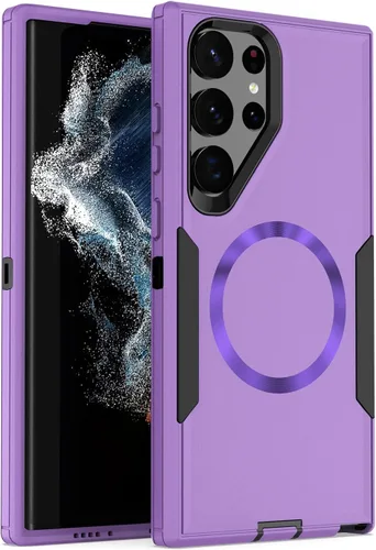 Vista 19 de Funda diseñada para Samsung Galaxy S22 Ultra, magnética, protección contra caídas de servicio pesado, protección de doble capa, compatible
