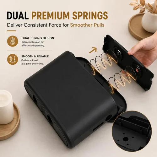 Vista 6 de Dispensador de toallas de papel multidobladas para encimera, dispensador de toallas de mano para dormitorio, baño, cocina, inodoro (negro)