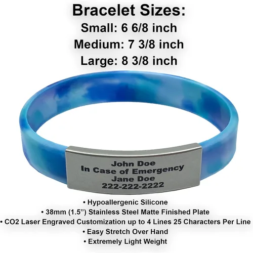Vista 46 de Pulsera de identificación médica personalizada - Pulsera de seguridad para personas mayores grabada personalizada - Alerta de Alzheimer