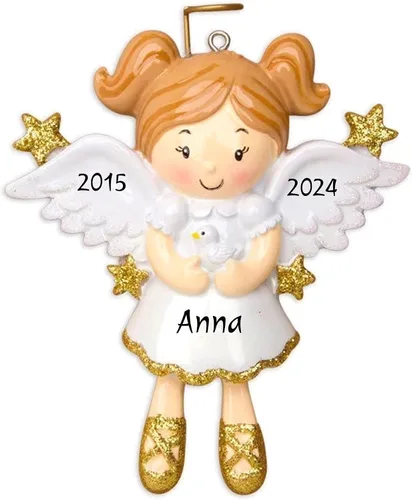 Vista 3 de Adorno personalizado 2023 Bautismo Cruz Santa Paloma Blanca Árbol de Navidad Decoración personalizada Memorial Religioso - Personalización gratis