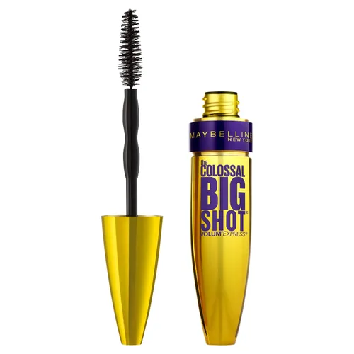 Vista 4 de Máscara de pestañas impermeable, Volum' Express The Colossal Big Shot, de la marca Maybelline New York , lavable, Blackest Black negro más negro