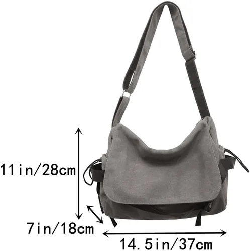 Vista 5 de Bolsa de mensajero de lona, bolso cruzado grande tipo hobo para mujeres y hombres, bolso de hombro de gran tamaño, bolso de viaje