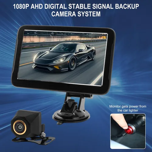 Vista 2 de High Definition 1080P Backup Camera System with 7-Inch Monitor for Trucks, Rearview Camera Kit
