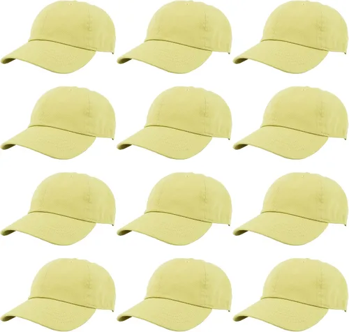 Vista 25 de Gelante Gorras de béisbol 100% algodón liso en blanco tamaño ajustable al por mayor a granel de 12
