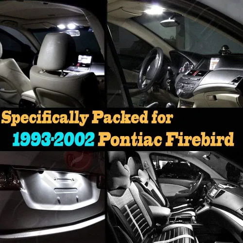 Vista 2 de Paquete de 12 luces LED para interior de automóvil, color blanco superblanco, 6000K, compatible con Pontiac Firebird 1993-2002