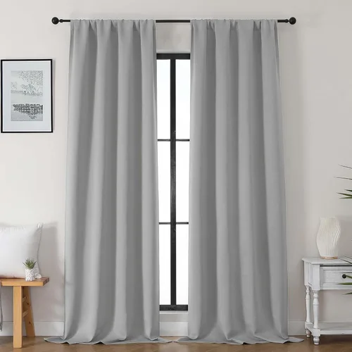 Vista 143 de Gwine Cortinas opacas para dormitorio, 54 pulgadas de largo, paneles de cortina de ventana con aislamiento térmico y reducción de ruido, cortinas