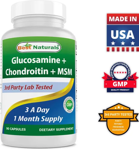Vista 5 de Best Naturals, Suplementos MSM de glucosamina condroitina, 2600 mg por porción, 90 cápsulas (90 unidades (paquete de 1))