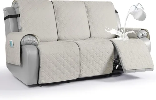 Vista 43 de VANSOFY Funda impermeable para sofá reclinable, lavable, funda para sofá reclinable de 1 pieza, protector de muebles con correas elásticas, bolsillo