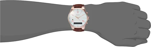Vista 3 de GUESS CONNECT reloj inteligente con Tienda Alexa y correa con hebilla de piel genuino compatible con iOS y Android rosa dorado
