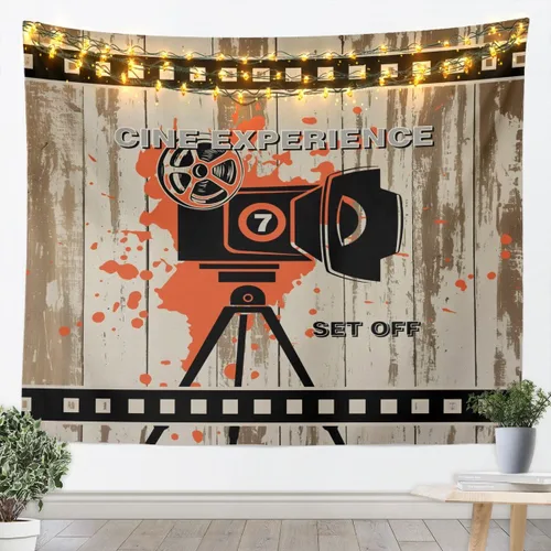 Vista 18 de Homewish Theater Cinema Poster Tapestry,Retro Movie Wall Hanging Art Popcorn Wall Blankets Movie Night Poster Tapestries for Kids Teens Girls Boys