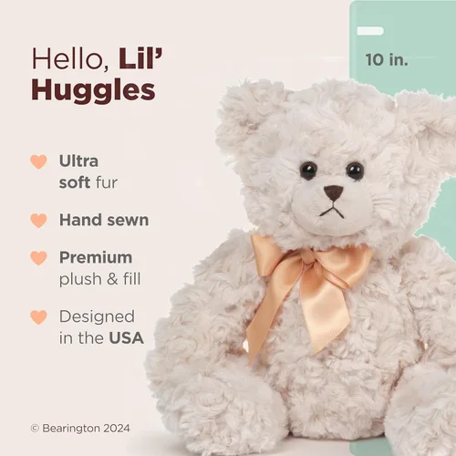 Vista 2 de Bearington Lil' Huggles, oso de peluche blanco de 10 pulgadas, es un gran regalo para cumpleaños, aniversario, vacaciones o graduación