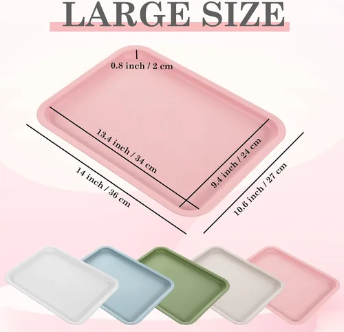 Vista 2 de Uiifan 20 bandejas de plástico grueso para cafetería, bandejas de servicio de comida rápida, bandejas rectangulares a granel, para restaurante