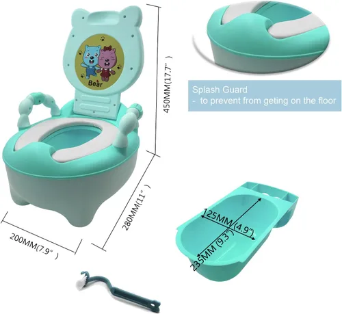 Vista 2 de Asiento Httmt de entrenamiento para baño, adorable diseño de oso, verde, ET-BABY003-GREEN, para niño pequeño