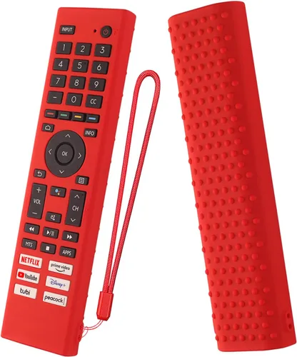 Vista 8 de Hisense ERF3J80H ERF3G80H ERF3F80H - Funda de silicona para control remoto Hisense 4K UHD Android Smart TV, a prueba de golpes, con cordón (negro)