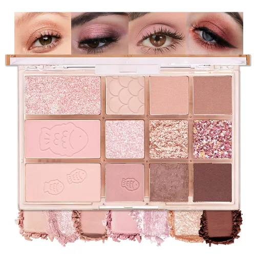 Vista 10 de SUAKE Paleta de sombras de ojos rosa nude, mate y brillante, alta pigmentación, 20 colores, marrón y morado para maquillaje de ojos, paleta