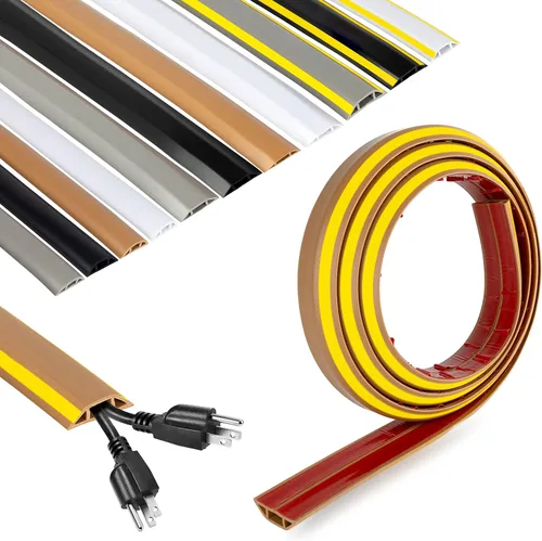 Vista 17 de Rubber Bond Protector de cable de piso - Cubiertas de cable autoadhesivas fuertes para cables - Cubiertas de cable de extensión de perfil bajo