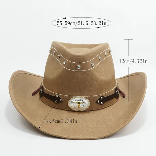 Vista 2 de Sombreros de vaquero australianos de cuero duradero, para hombre y mujer