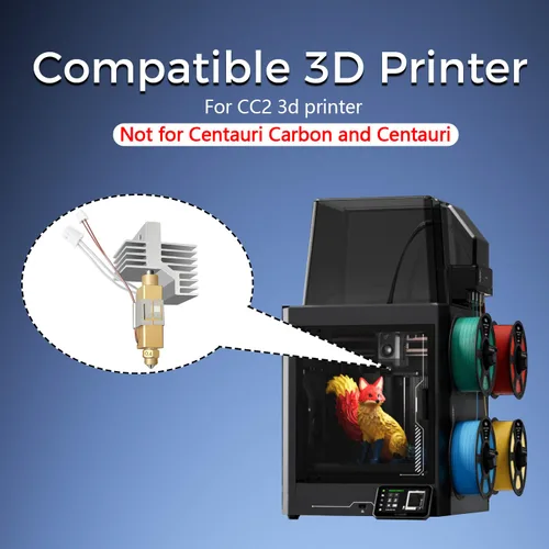 Vista 2 de 3 piezas para Centauri Carbon 2/CC2 Hotend de cerámica de 0.016 in boquilla de latón de acero endurecido, extrusora de impresora 3D, extremo