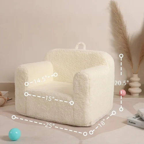 Vista 3 de MOMCAYWEX Silla de Sherpa Suave y Acogedora para Niños, Silla de Espuma Acogedora para Niños Pequeños para Niños y Niñas, Crema