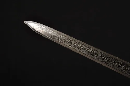 Vista 8 de Espada china de espiga completa de acero plegado de Damasco Zhao Yun