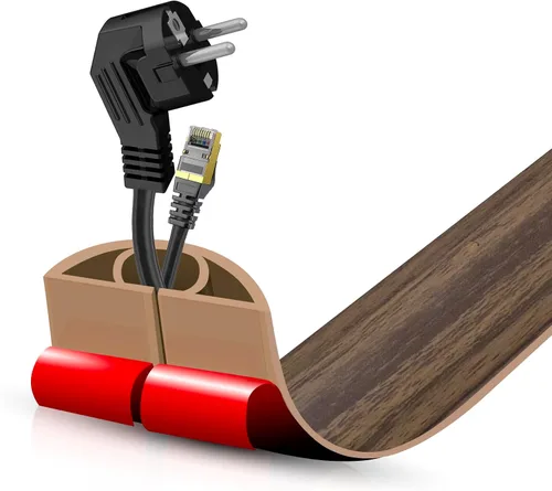 Vista 91 de Cubierta autoadhesiva para cables de suelo, gestión de cables de 3.3 pies, protector de tira de extensión para cables, evita tropiezos de cables