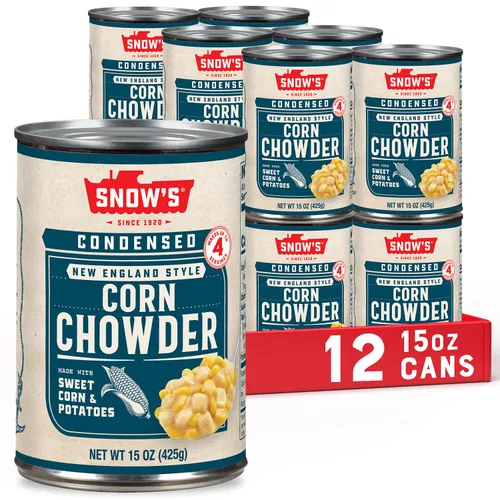 Vista 17 de Snow's Sopa condensada de almejas de Nueva Inglaterra, lata de 15 onzas, 0.14 oz de proteína por porción, receta auténtica al estilo de Nueva