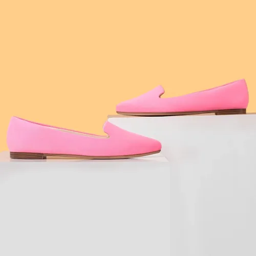 Vista 3 de MUSSHOE - Zapatos planos de mujer, cómodos y sin cordones, Rosa encendido (Hot Pink Suede)