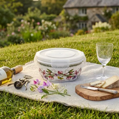 Vista 3 de Portmeirion Botanic Garden - Contenedor redondo de almacenamiento de 6.5 pulgadas con tapa, diseño floral, tapa hermética y con cierre a presión