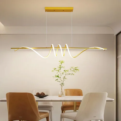 Vista 5 de Modern 59inch Led Chandeliers for Dining Room, Dimmable 3000k~6500k Remote Control Gold Spiral Shape Pendant Lights 50w Height Adjustable Hanging