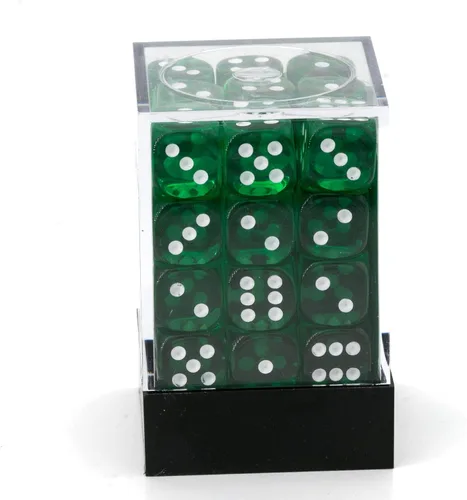 Vista 2 de Chessex DND - Juego de dados D&D, 0.472 in, juego de dados poliédricos de plástico translúcido verde y blanco, dados de mazmorras y dragones