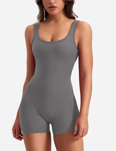 Vista 2 de YEOREO Monos de una pieza para mujer, con control de abdomen, sin mangas, para entrenamiento, espalda descubierta, bodycon, espalda en V