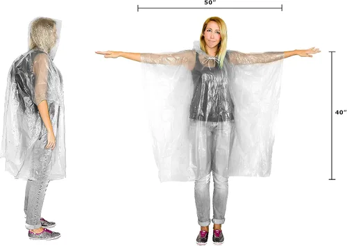 Vista 2 de Lingito Clear Emergency Rain Ponchos Adults, Thicker, 100% Waterproof Emergency Camping Rain Poncho, Amusement Parks, Hikes