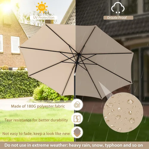 Vista 3 de Tangkula Sombrilla solar de 10 pies, patio con 112 luces LED, sombrilla de mercado para mesa al aire libre con mango de elevación de manivela