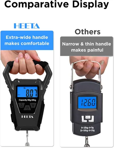 Vista 6 de HEETA Báscula de pescado digital impermeable con pantalla LCD retroiluminada, 110 libras / 110.2 lbs, báscula portátil para colgar para el hogar