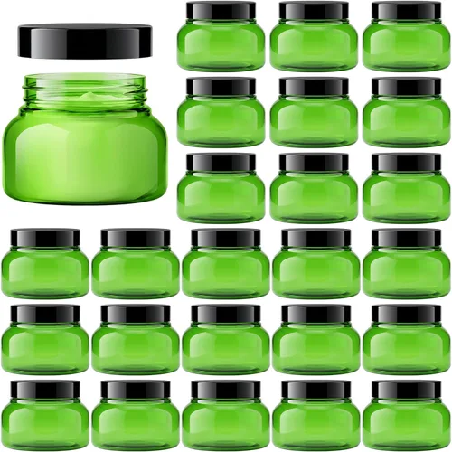Vista 9 de Mumufy 60 tarros de plástico con tapas, recipientes redondos vacíos de viaje para cremas, tarros cosméticos recargables para lociones, exfoliante